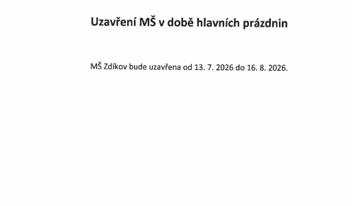 Uzavření MŠ v době hlavních prázdnin