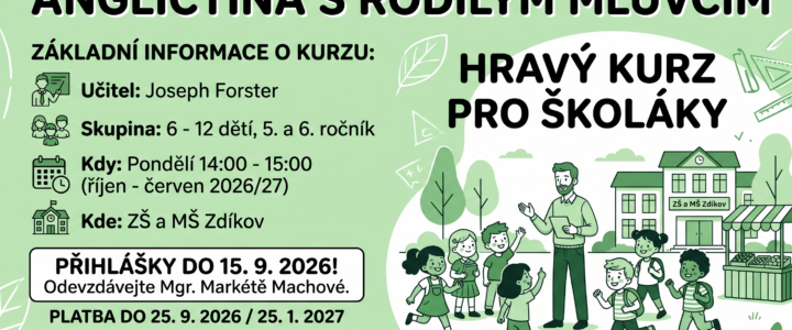 Kurz pro školáky – Angličtina s rodilým mluvčím